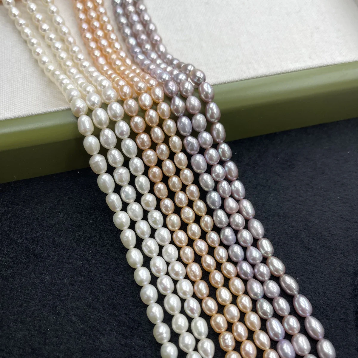 

5-6mm High Quality Natural Freshwater Yellow Purple White Pearl Rice Bead Jewelry Making DIY Necklace Bracelet Earring Accessory