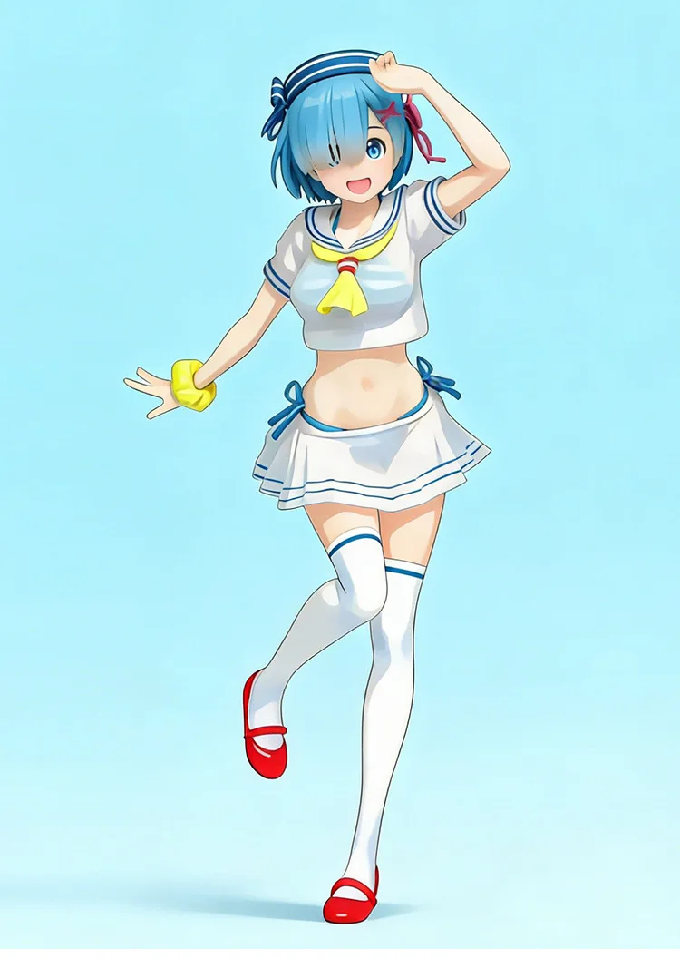

Anime Cosplay Costume Rem Sailor Costume Top and Pants Three Piece Set Sexy Short Sleeved Outfit for Daily Wear