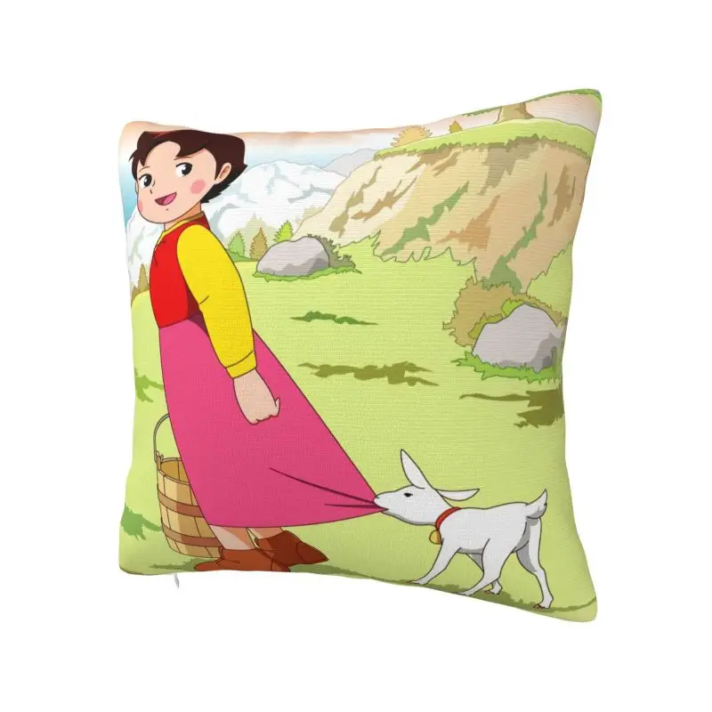 Luxury Funny Heidi And Goat Cushion Cover Polyester Cartoon Alps Mountain Anime Throw Pillow Case Decoration