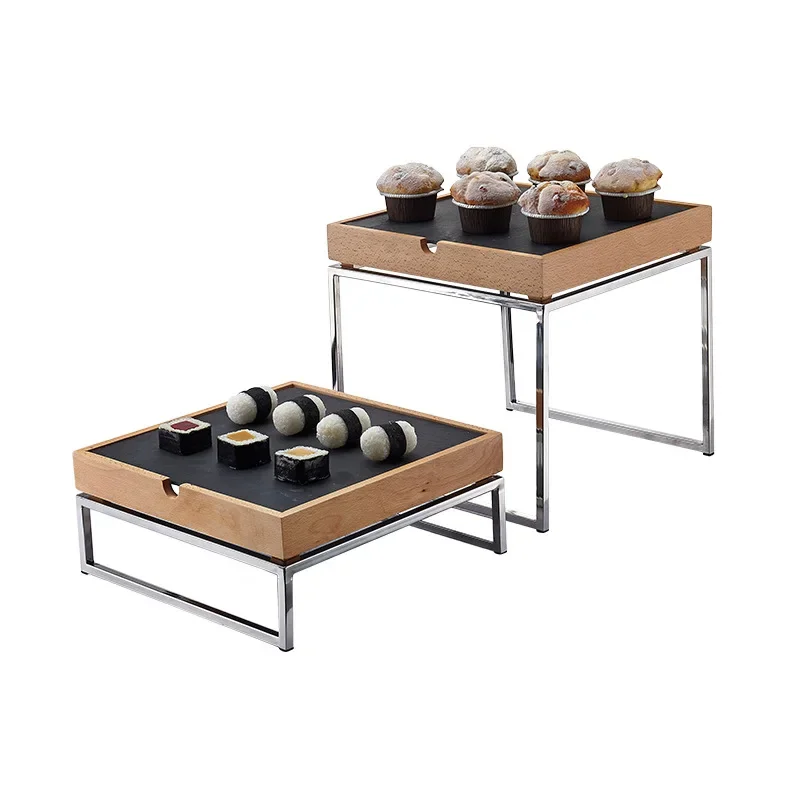 

Creative Buffet Wooden Coffee Break Pastry Banquet Solid Wood Square