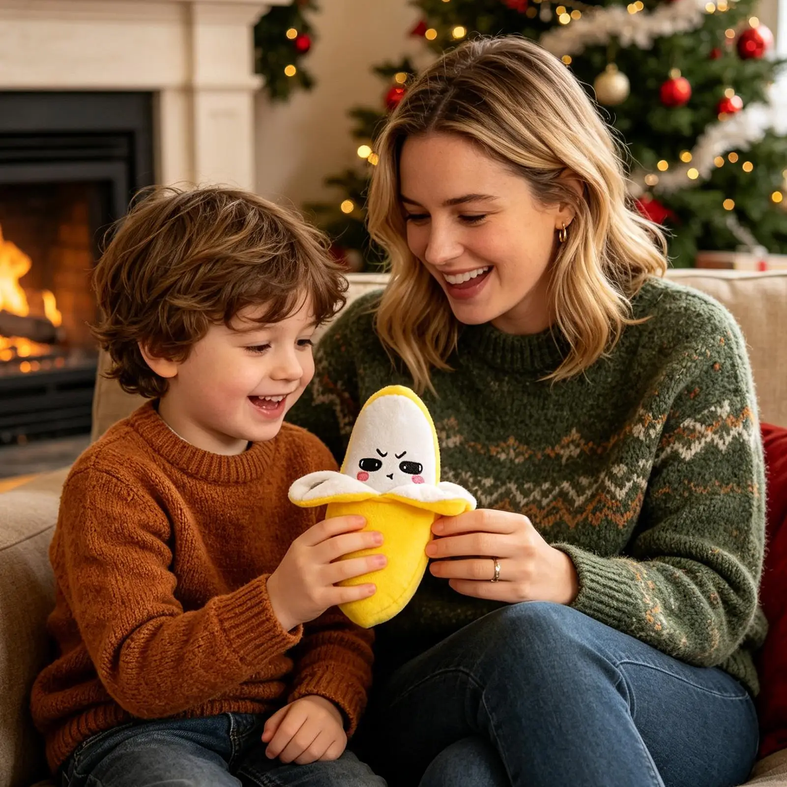 Cute Fruit-Sensitive Musical Plush Toy Fake Banana Interactive Toy Creative Touch Doll Dual-Player Activity Friend/Party Toys