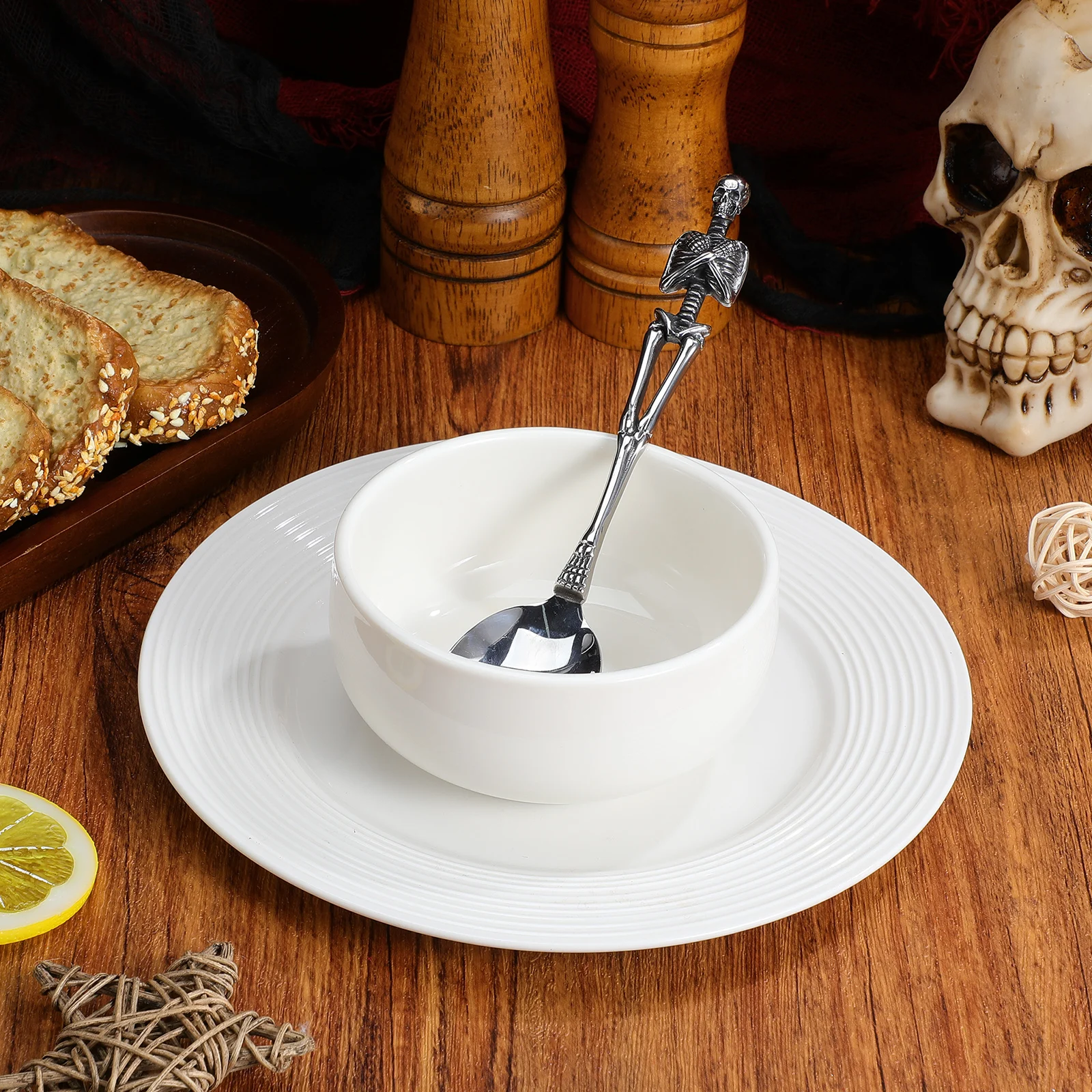 

Titanium Steel Spoon Themed Retro Cutlery for Holiday Meals Haunted Party Serving Ware Creepy Dining Accessory