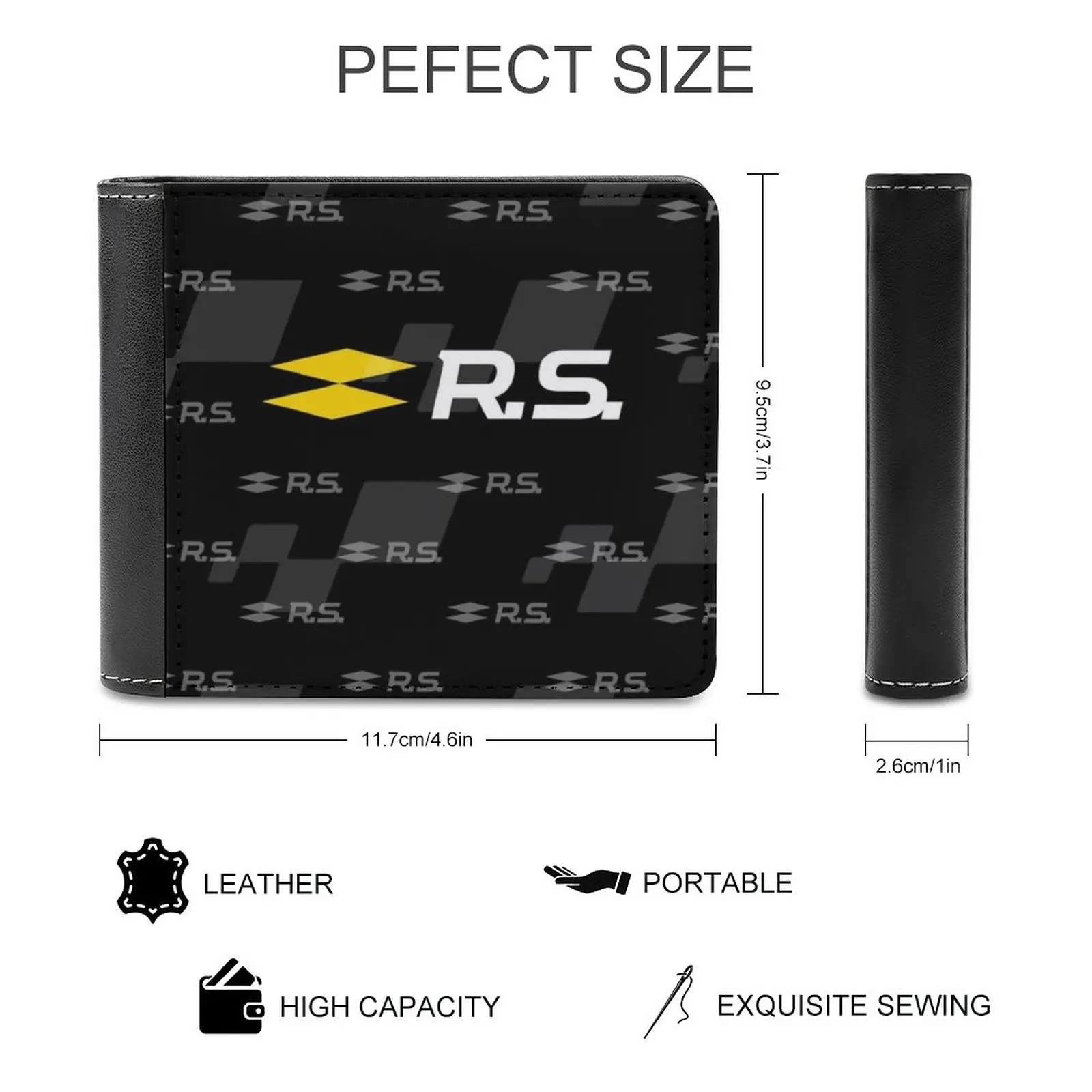 Sport Rs Car Leather Wallet Men Classic Black Purse Credit Card Holder Fashion Men's Wallet Sport Rs Car Motorsport Clio Megane
