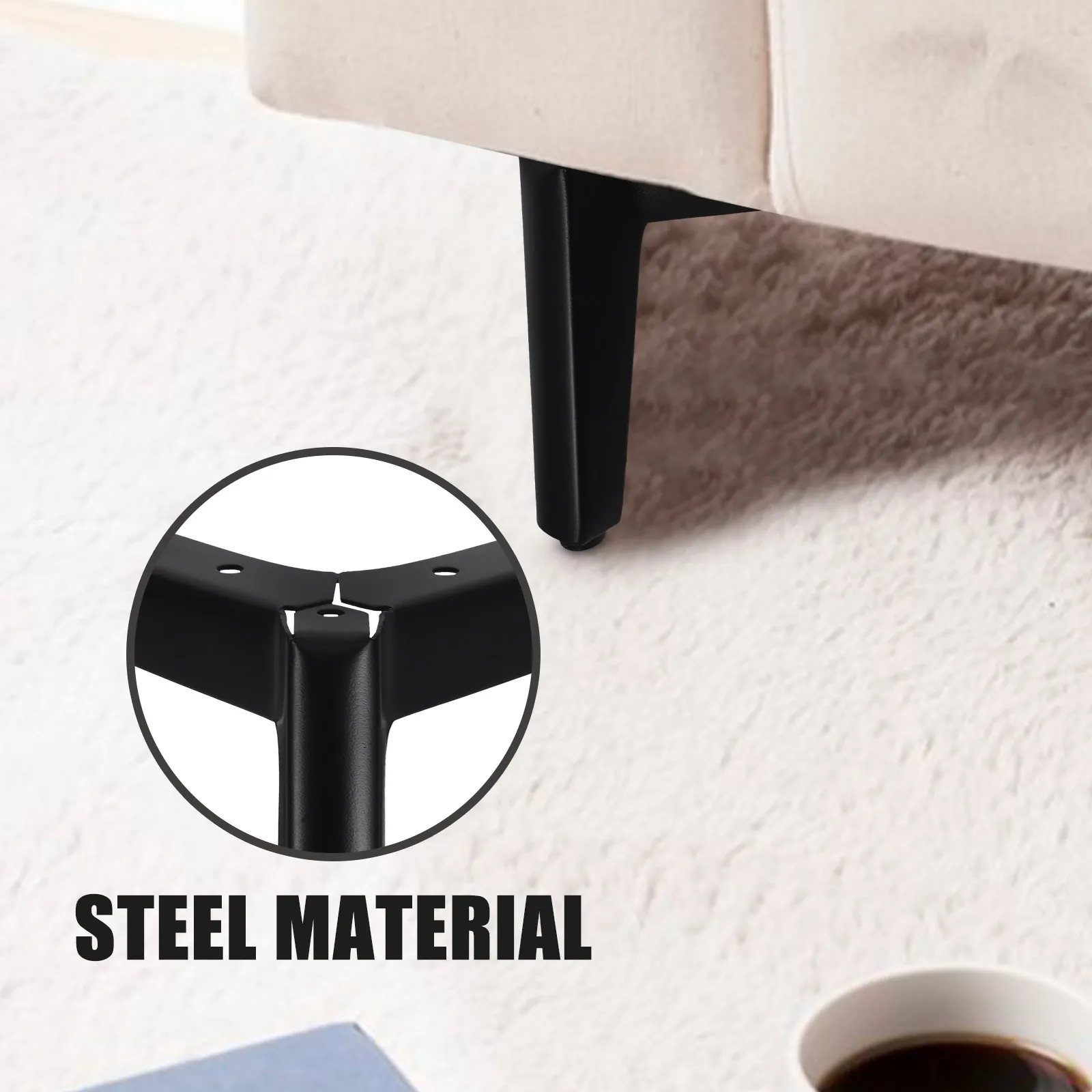 4Pcs Metal Furniture Legs Replacement For Sofa Support Furniture Maker Stylish Airplane Feet Black Nightstand Cabinet