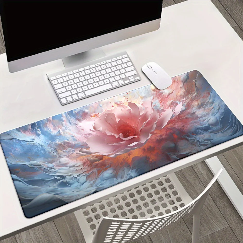 

Colorful Floral Wave Design Rubber Mousepad - 1pc, Waterproof, Non-Slip, Durable Desk Mat for Office, Gaming, and Laptop Use
