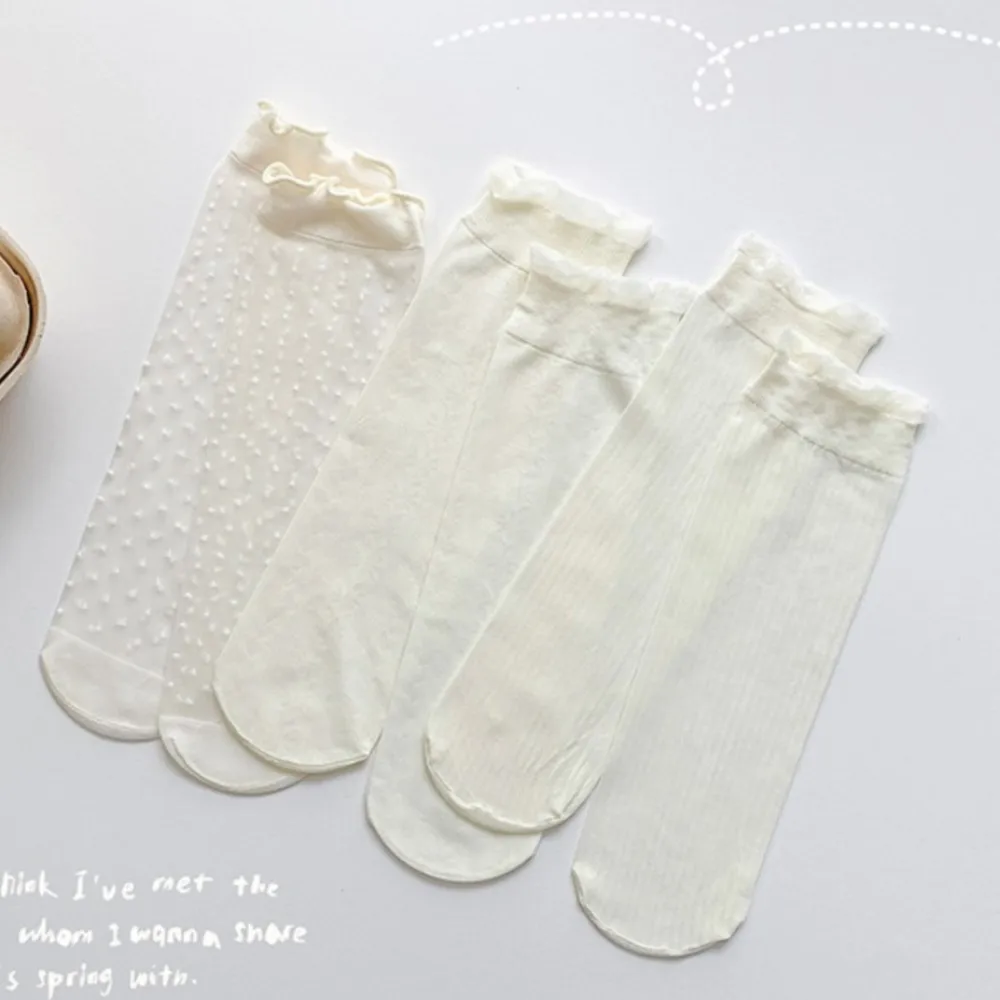 Summer thin ice silk socks children lace mesh breathable wave of kids stockings girl heap socks