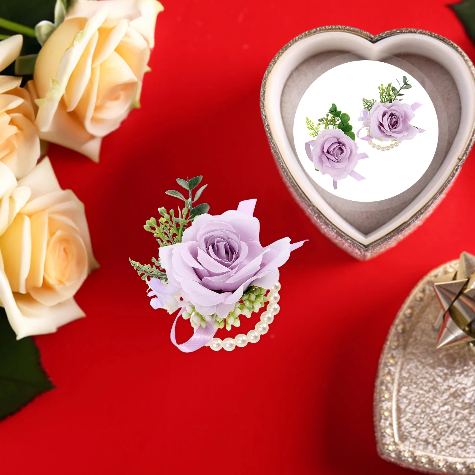 

Wedding Corsage Flower Wristlet Bridesmaid Corsages for Manual Bridal Chest Silk Bridesmaids