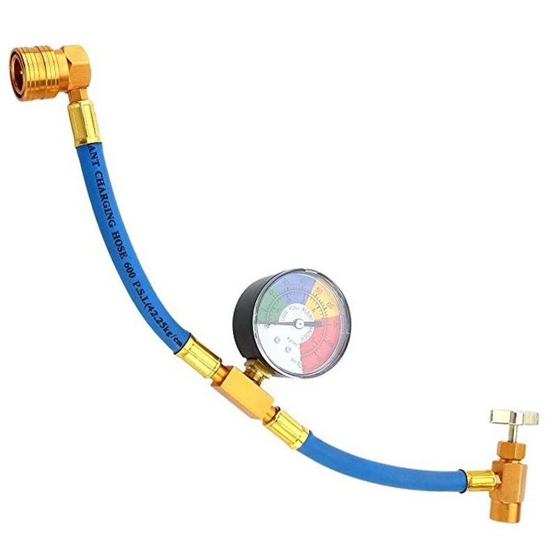 

R134A Refrigerant Gas Refill Car Air Conditioning Hose Recharge Gauge 1/2" ACME R134a Refrigerant Gas Air Conditioning Refill