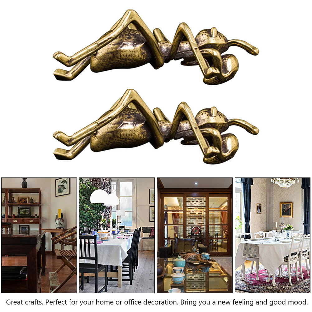 

2 Pcs Ant Ornaments Ants Decorative Retro Decoration Desktop Decorations Tabletop Aesthetic Home Accessories Metal Office