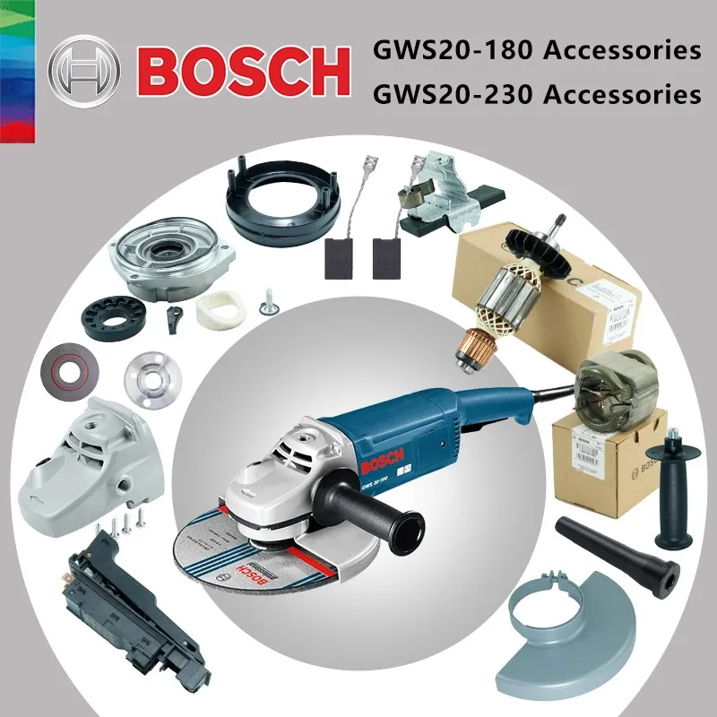 BOSCH Replacement GWS 20-180 20-230 Angle Grinder Electric Tools Part Rotors Stator Carbon Brush Power Tool Repair Accessories