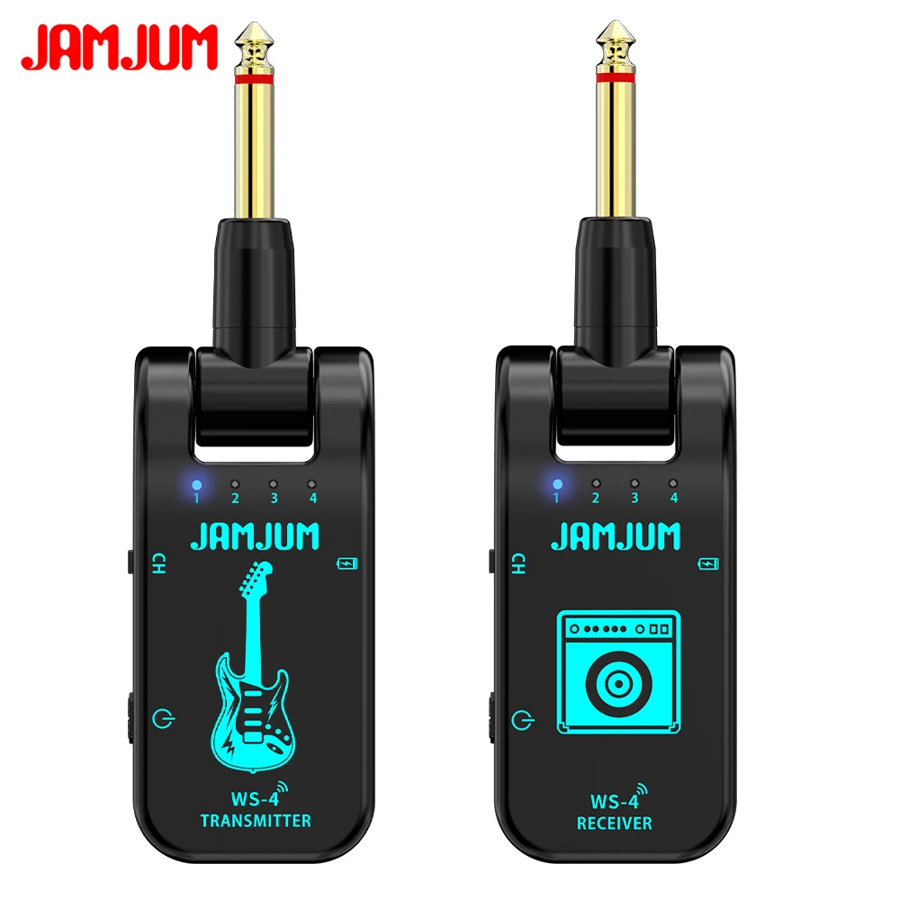 2.4G Wireless Guitar System Rechargeable Guitar Transmitter Receiver Plug Play Real-time Transmission for Electric Guitar Bass