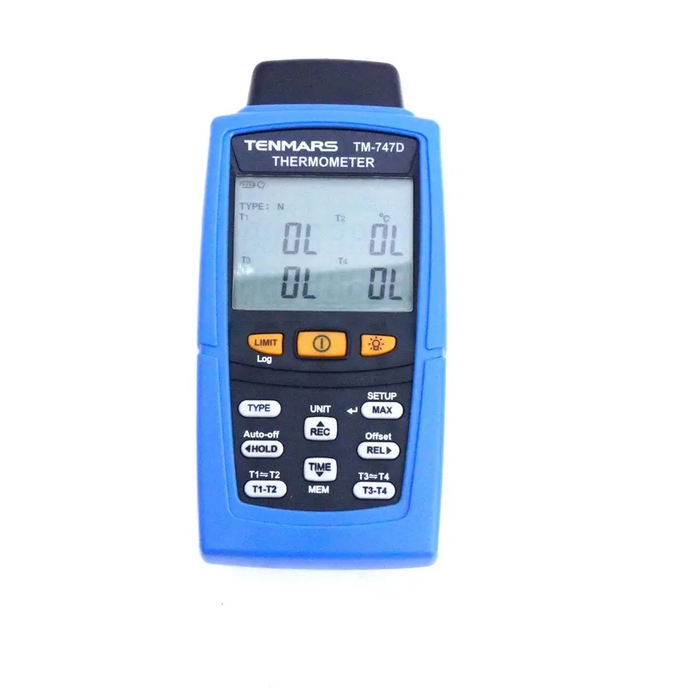 TENMARS TM-747D Digital 4-channel Thermometer with RS-232 Temperature Meter