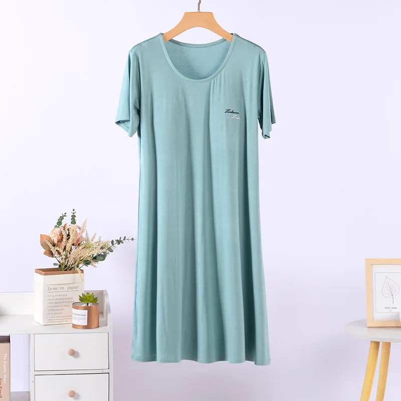 Spring Summer Chest Pad Nightgowns Women New Modal Comfortable Sleepwear Dress Short Sleeve Nightwear Female Short Nightdress