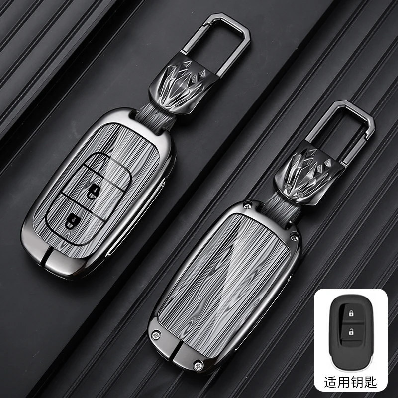 

Alloy Leather Remote Key Fob Case Cover For Honda Civic Accord ZRV Vezel HRV CRV, 2BUTTONS