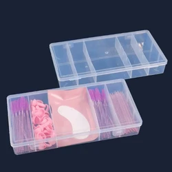 Transparent Rectangular With Lid 5-Grid Vertical Eyelash Extension Tool Organizer - Glue Tweezer Holder Makeup Storage Box