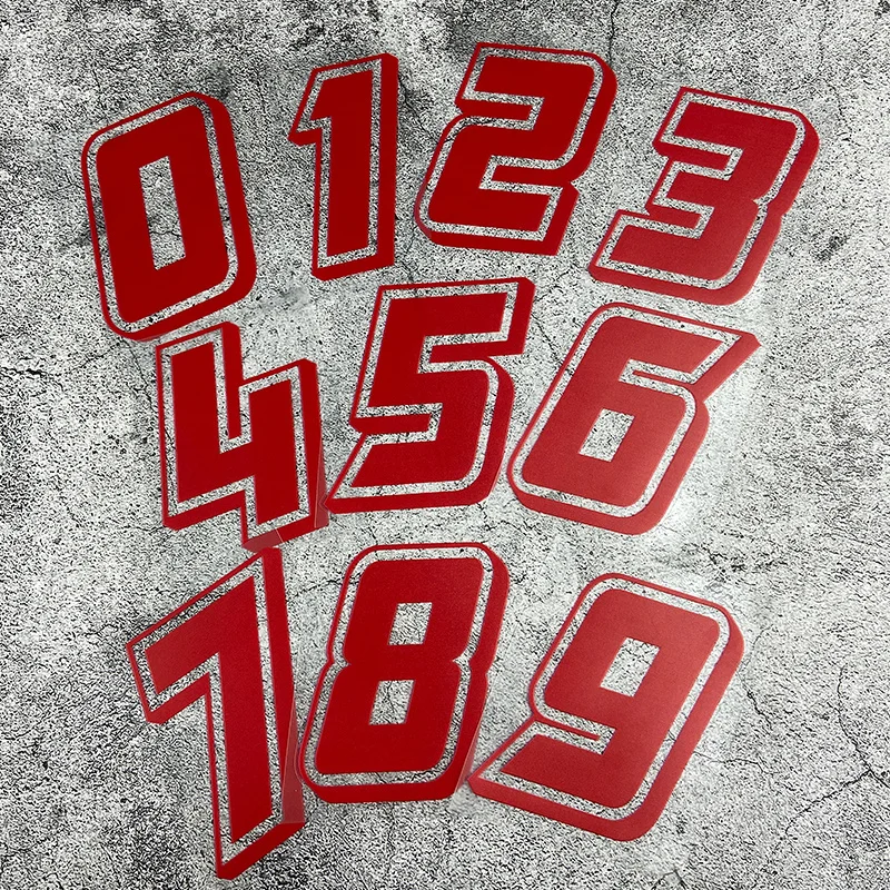 

1PC Style Red Number 0-9 Decorative Set - Self-Adhesive for Car & Device Customization