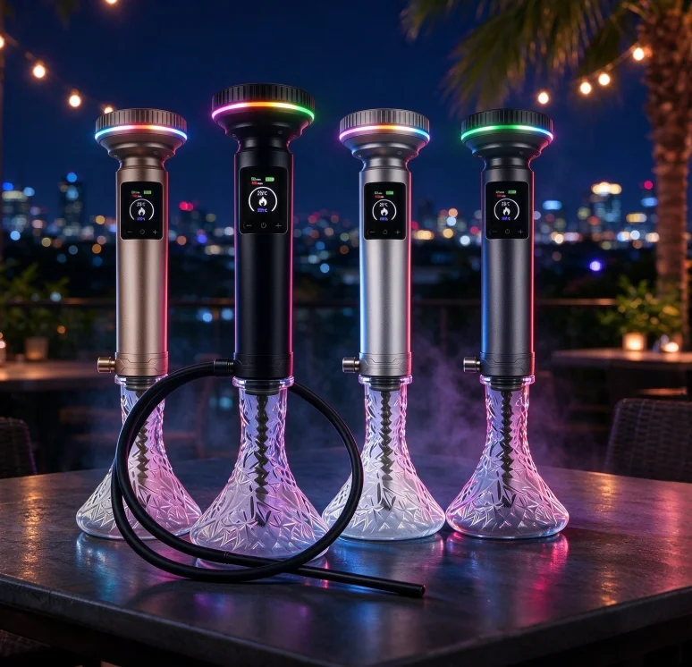Omni Rechargeable Multi-color Temperature Adjusting 4 Hours Smoking Heating Uniform Atomization LED Shisha