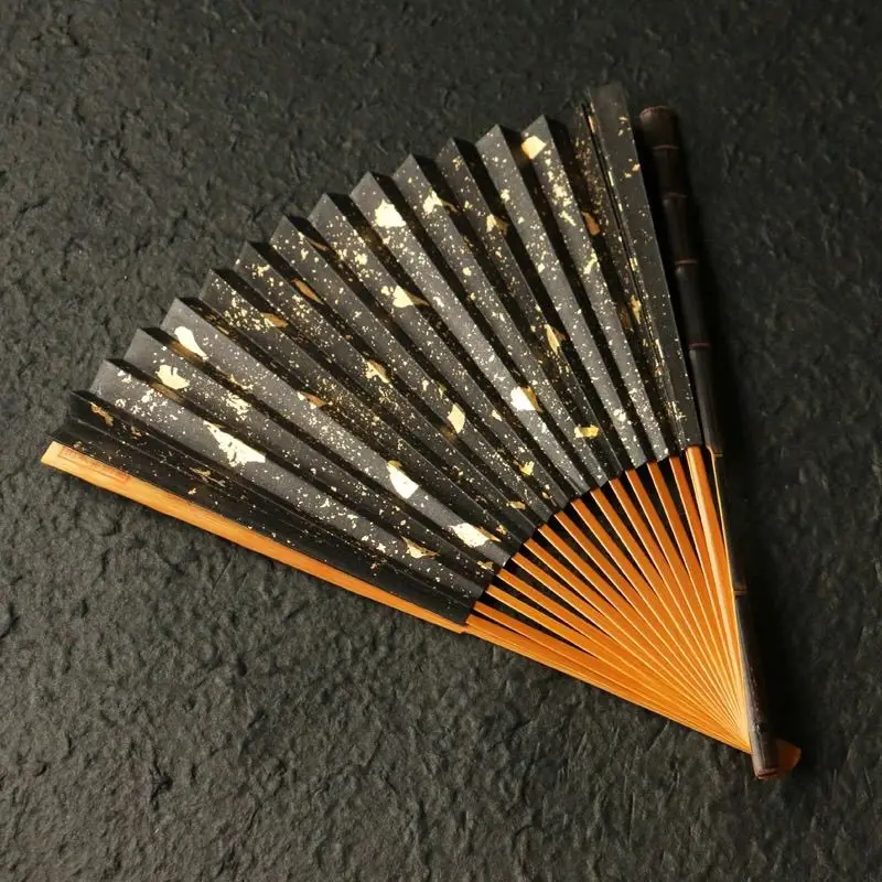 Boutique purple bamboo folding fan handle