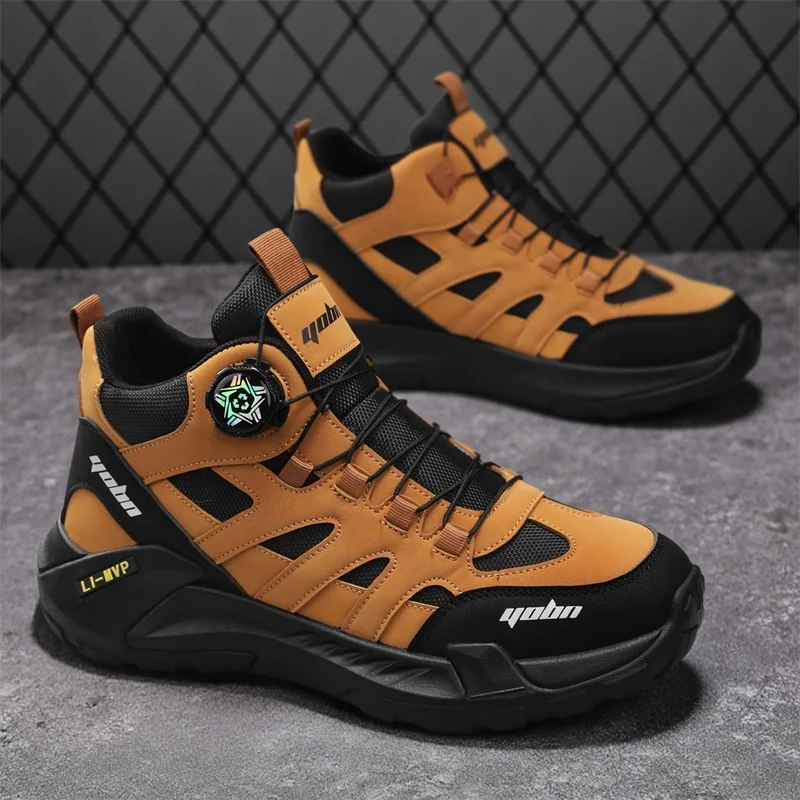 

Rotation Button Work Safety Boots Men Anti-Slip Outdoor Hiking Boots Man Climbing Sneakers Comfort Platform Men's Trekking Shoes