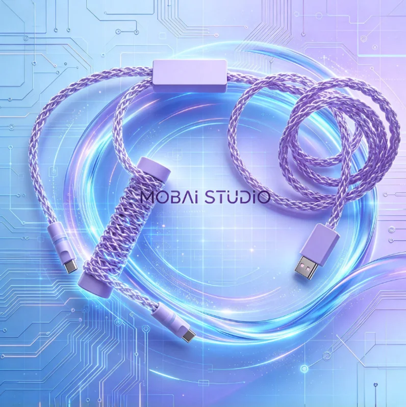 Real 8k Rgb Magnetic Axis Mechanical Keyboard Cable 1.5m 2-in-1 Purple Aviator Cable High-end Custom Diy Name Plate/length/color
