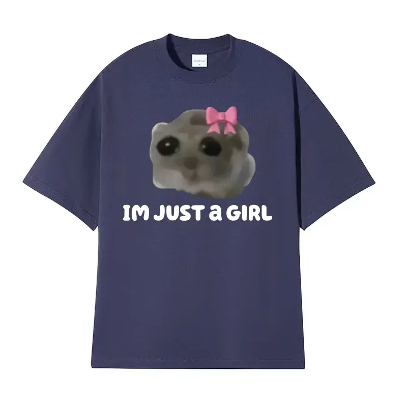 Funny Trendy Cute Sad Hamster Meme T-Shirt Men Women Clothing Fashion Vintage Tshirts High Quality Oversized Kawaii Tops T Shirt