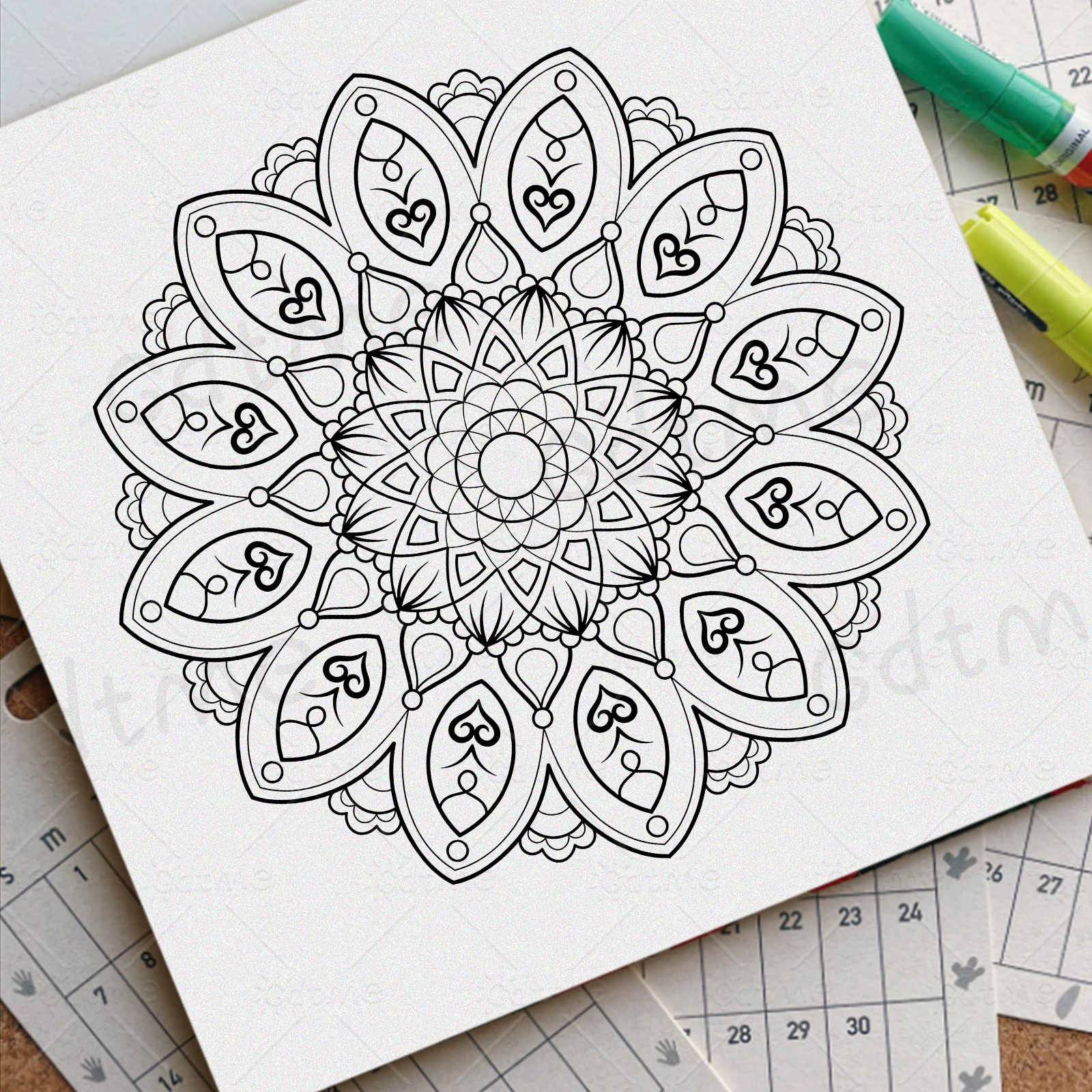 Mandala-Malbuch für Erwachsene, 24 Seiten, Stressabbau, Freizeit, DIY-Mal- und Zeichenbuch, ideales tägliches Geschenk – Detail 4