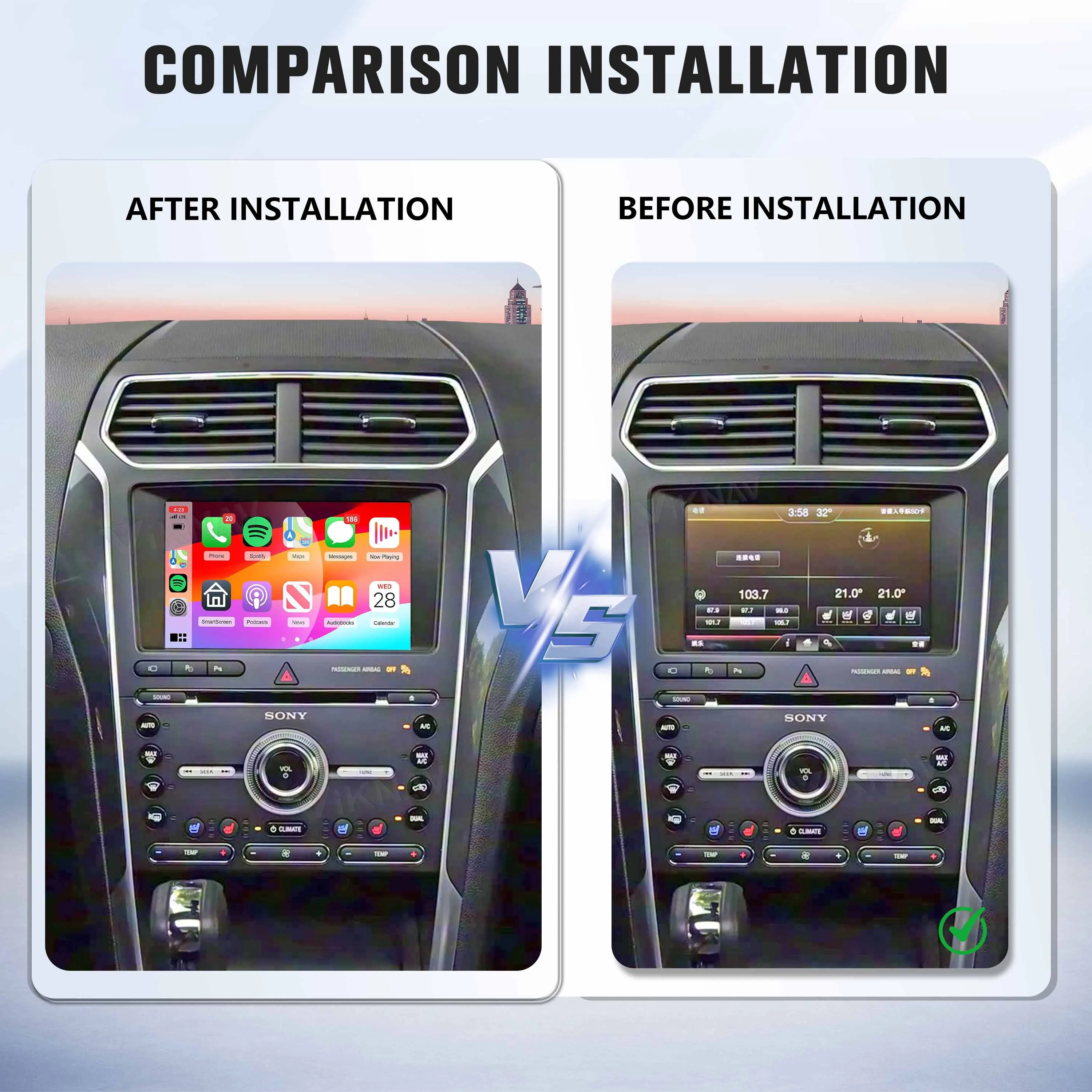 Viknav For Ford F150 F250 Raptor 2013-2014 Touch Screen Decoder Box Interface Android Auto Wireless Carplay Box GPS Auto Stereo
