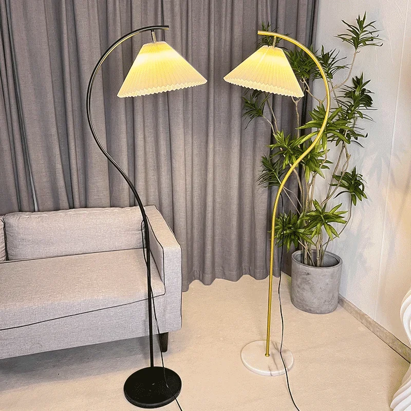 Skandynawskie plisowane lampy podłogowe salon lampa wędkarska minimalistyczny studium sypialnia lampki nocne stojące Home Decoration