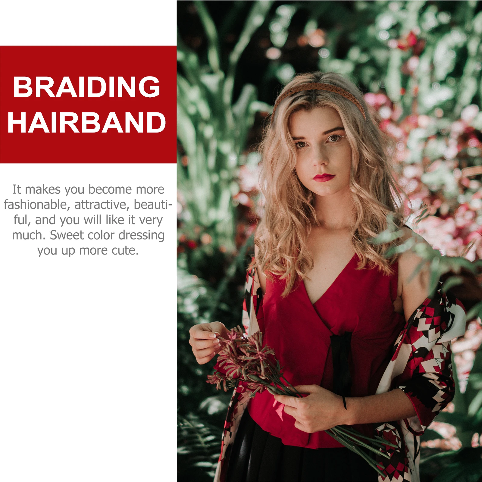 

Candy Hair Band Ribbon Braid Headbands for Women Embellished Handmade Woven Braided Hairband Double Layer