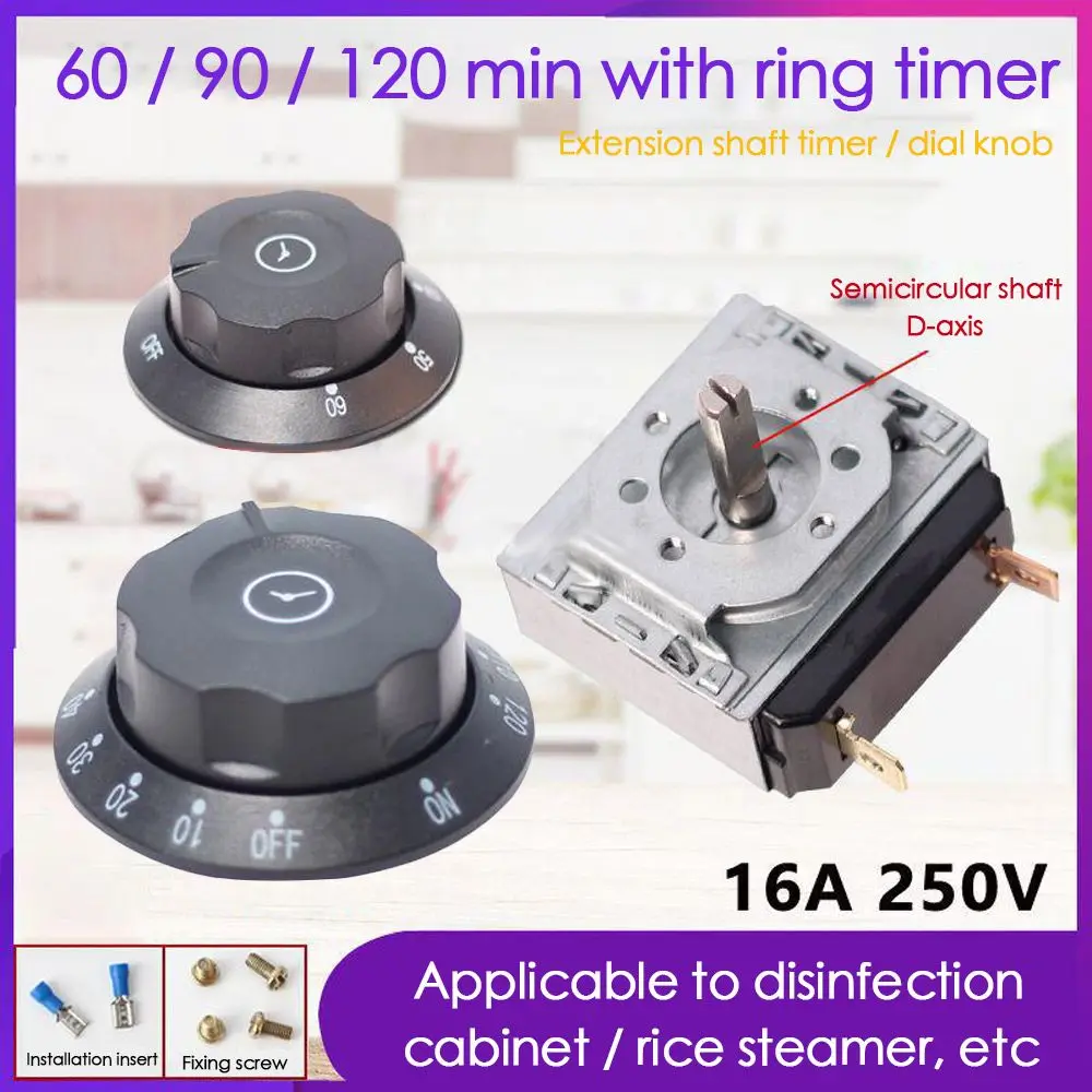 Professional 60/90/120min Microwave Oven Disinfection Cabinet Mechanical Time Switch Timer Switch Knob with Bell