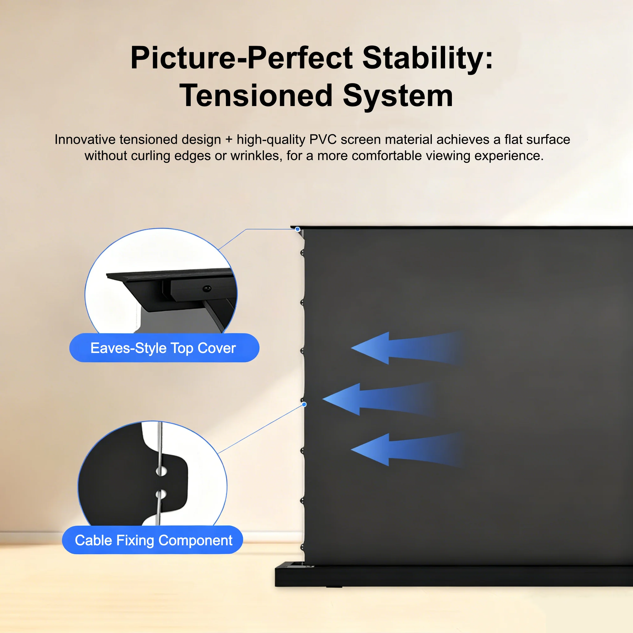 Floor Rising Projector Screen Motorized With 4K/8K Light Resistant Projection Material For Standard/Long Throw Projectors