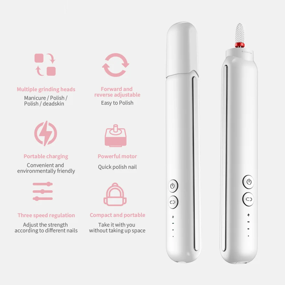 

(Spotlight Lighting) USB Portable Electric Nail File Set: Manicure, Nail Removal, and Polishing All in One Device.