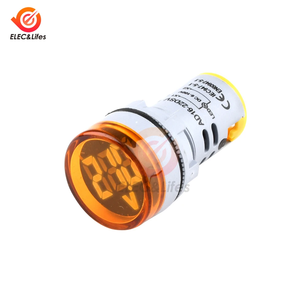 DIY Mini Digital Voltmeter 22mm Round DC 6-100V Volt Voltage Tester Meter Monitor Power LED Indicator Pilot Lamp Light Display