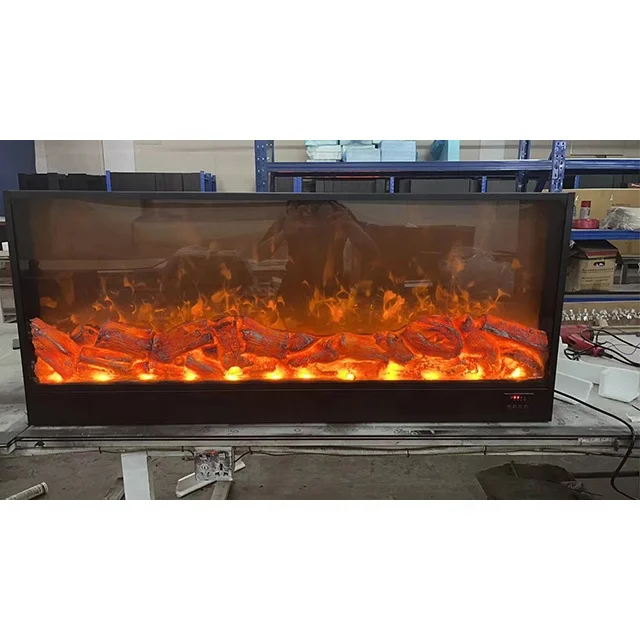 Modern Electric Fireplace Heater High Quality Wood Steel Wall Mounted LED Flame Effect Easy Insert Indoor Decorative Element