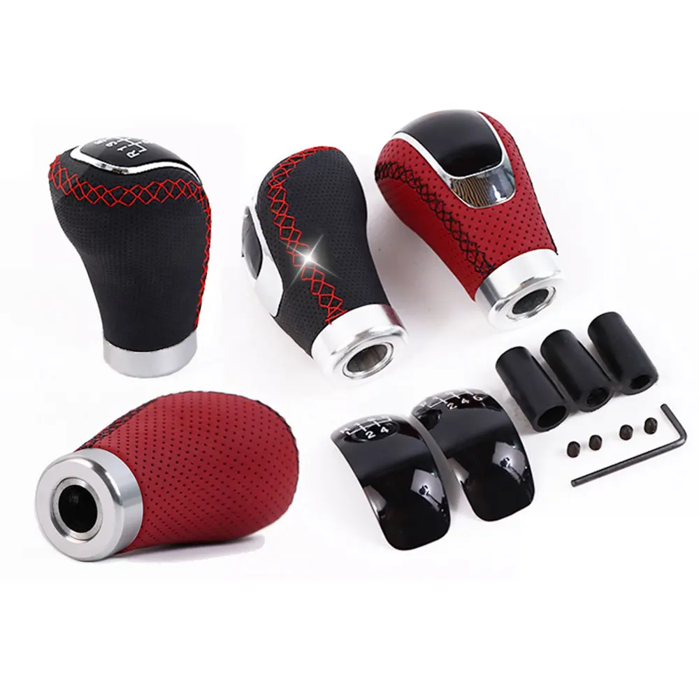 Universal 5/6 Speed PU Leather Gear Shift Knob Manual Auto Gearbox Stick Shift Head Lever Change Handle Cap