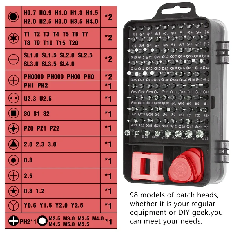 115 in 1 Precision Screwdriver Set Multifunctional Magnetic Repair Tools Kit for Computer Laptop Phone Household Repairs