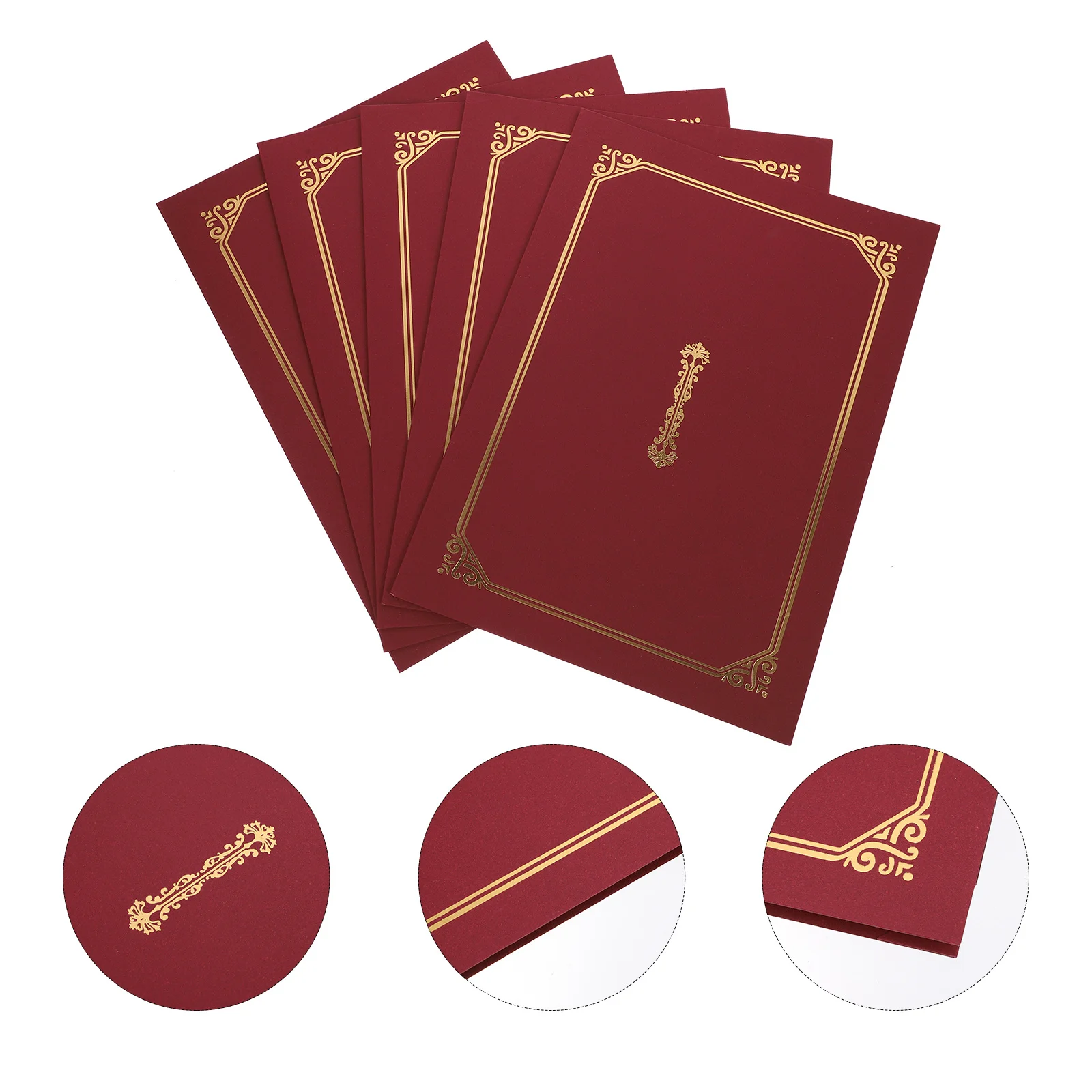 

5 pcs Certificate Cover Gold Stamping A4 Paper Document Holder For Diploma Award Protective Frame Office Home Use Folder