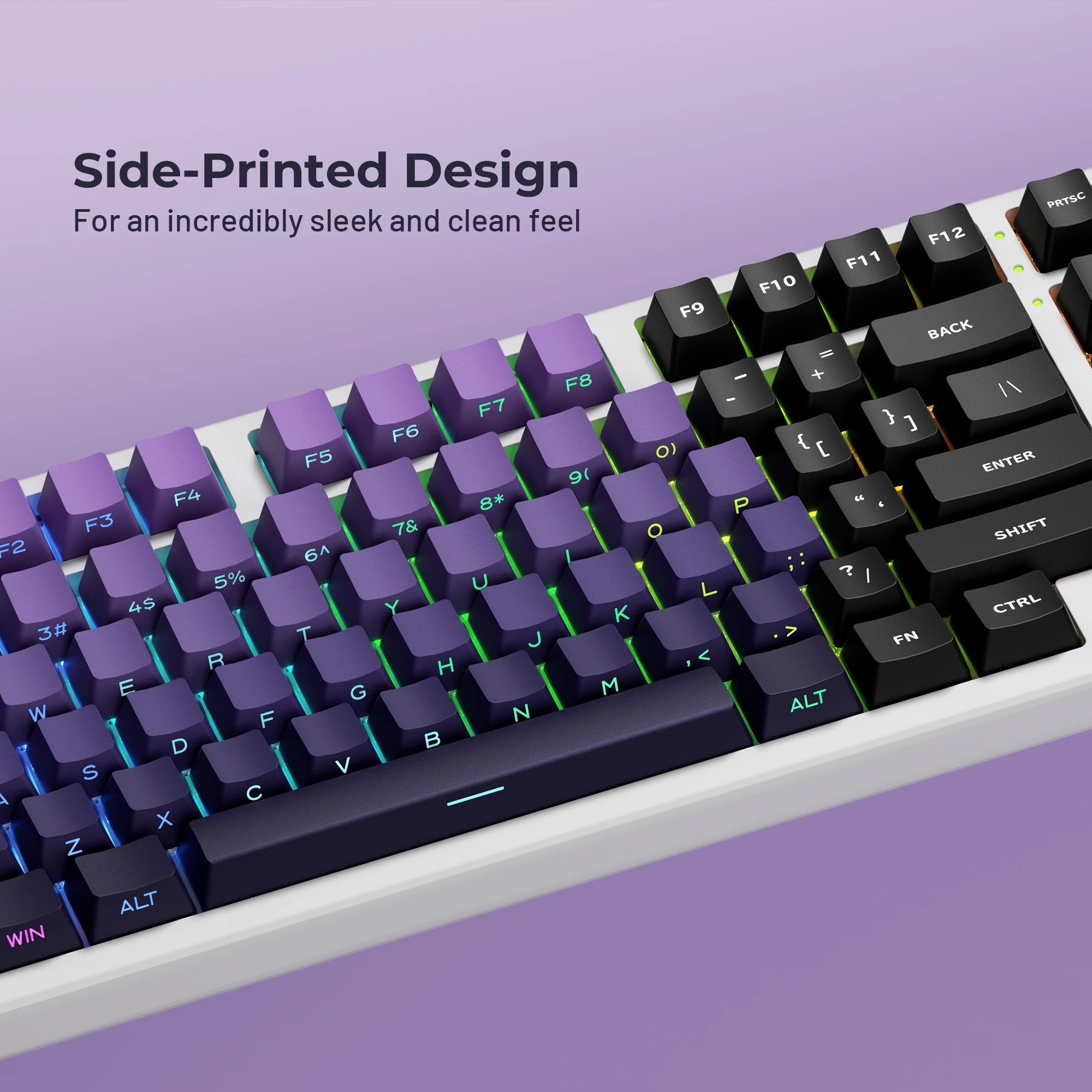 XVX Shine Through Wide Compatibility Gradient Keycaps Side Print Double Shot OEM Profile PBT Keycaps 136 Keys