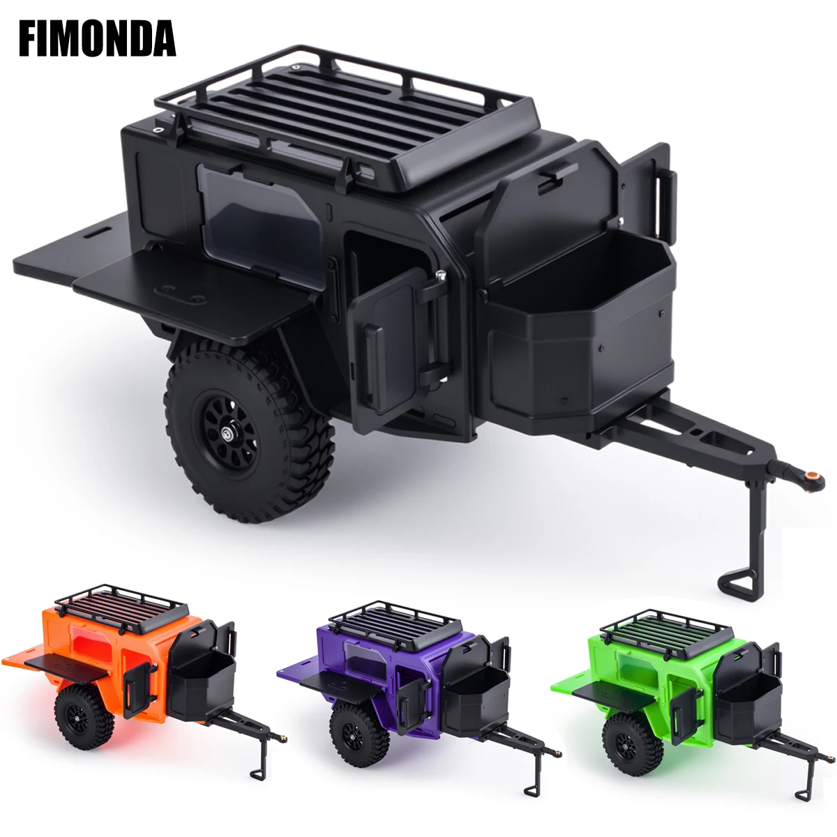 1Pcs Off-Road Camping Trailer Utility Trailer with Stickers Decoration DIY for 1/18 1/24 RC Crawler Car TRX4M SCX24 Upgrade Part
