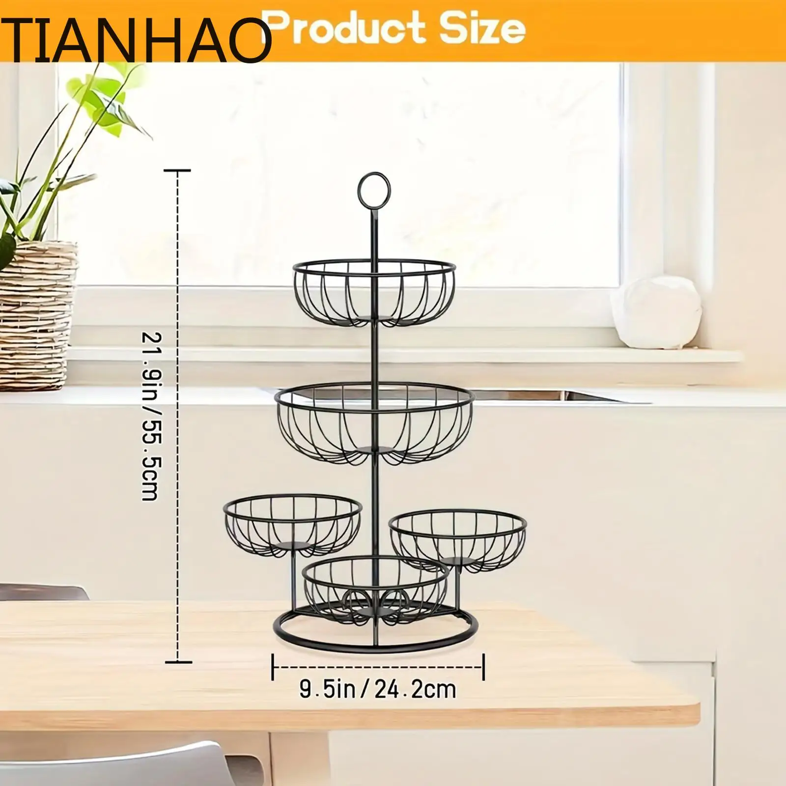 5 الطبقة سلة فاكهة سعة كبيرة متعددة الأغراض المطبخ كونترتوب رف المعادن الفواكه الوقوف ل الفاكهة البصل البطاطس وجبة خفيفة Holdiay #5
