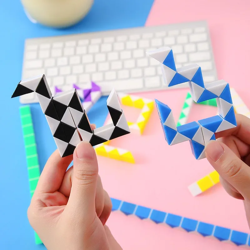 6/12Pcs Folding Magic Snake Ruler 21CM Puzzle Antistress Cube Educational Toy Kids Birthday Party Favor Goodie Bag School Reward