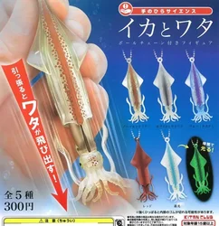 Original Kitan Club Gashapon Cute Squid Flying Out Cuttlefish Octopus Figure Anime Kawaii Bag Keychain Capsule Toys Gift