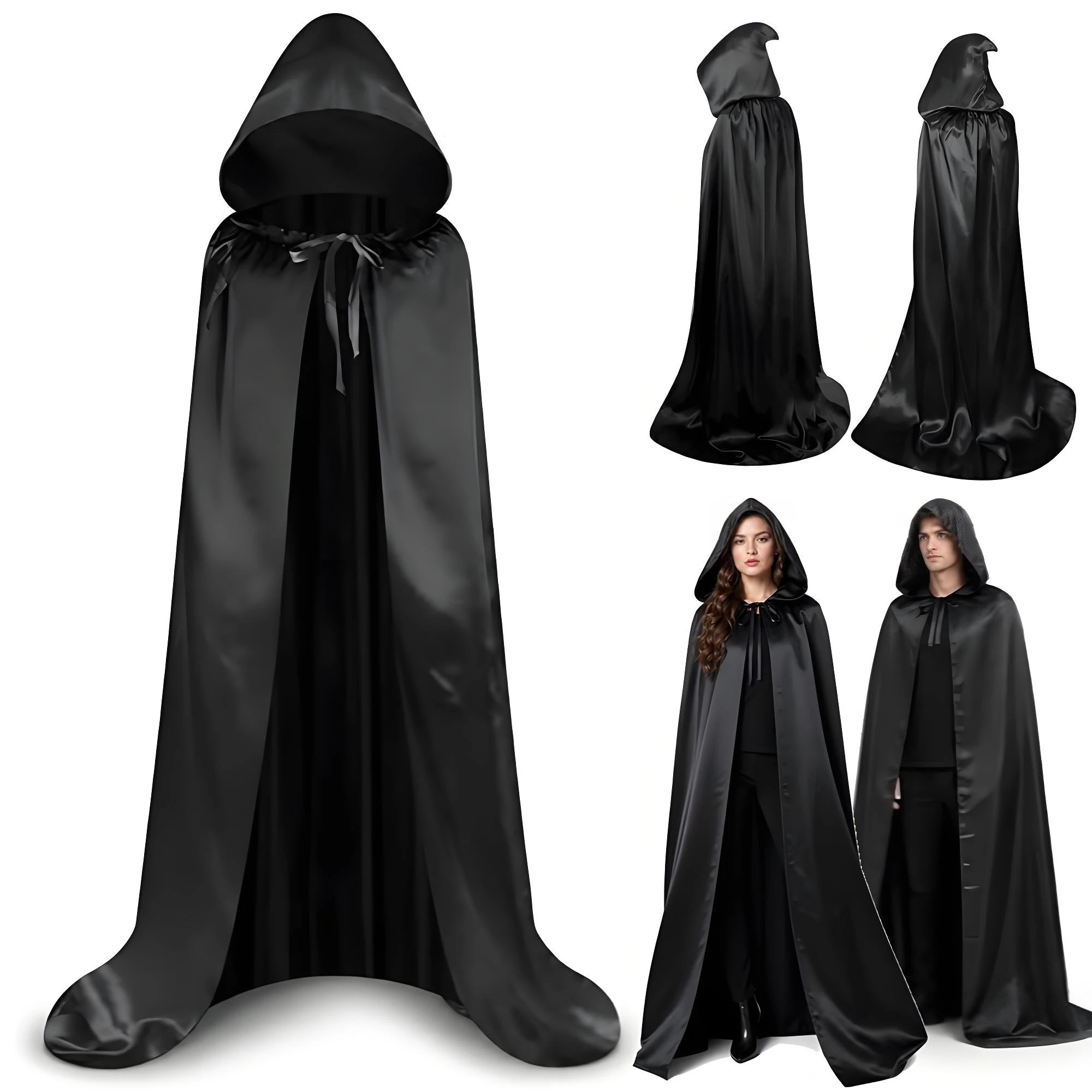 Black Black Cloak Wizard Hooded Costume Cape Traitors Cloak for Cosplay & Halloween Fantasy Theatrical Performance Cloak Cosplay Acces - Aliexpress Deal