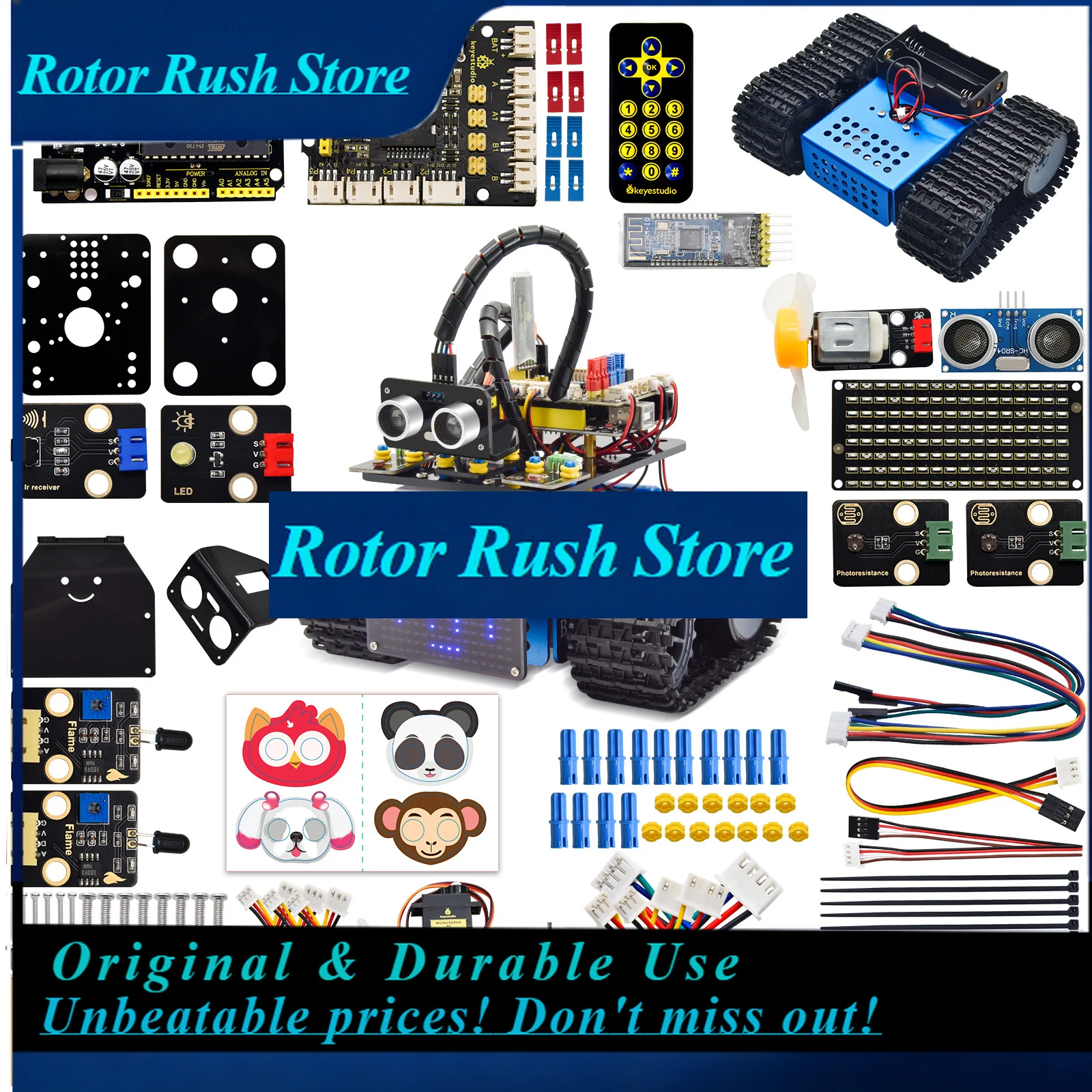 RoRuSKeyestudio Upgrade Mini Smart Tank Robot V3.0 For Arduino Kit Robot Car DIY Programmable STEM Kit Compatible With Arduino&M
