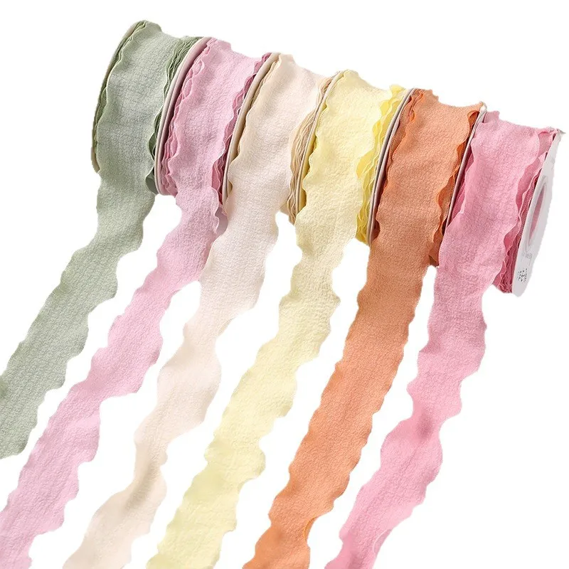10Yards 2.5/4cm Polyester Pleated Fabric Fishtail Chiffon Ribbons For Flower Bouquet Packaging Gift Wrapping Wedding Decor