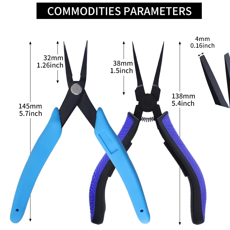 Ultra Thin Flat Nose Pliers Set Needle Nose Pliers High Carbon Steel Tweezer Nose Pliers with Smooth Jaws Comfort Grip