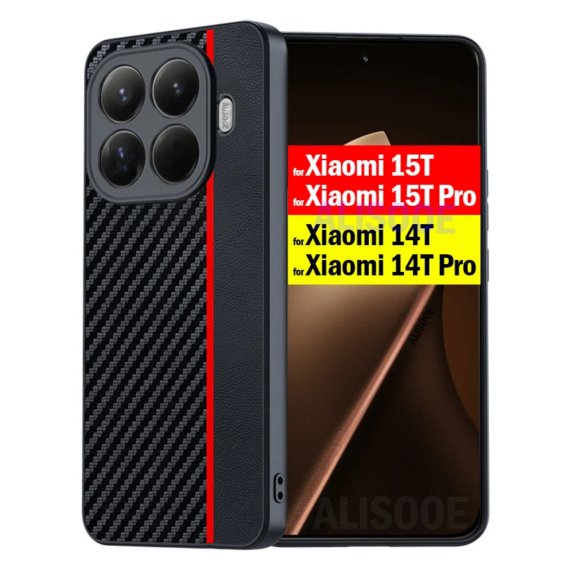 Stoßfest Funda für Xiaomi 14T 15T Pro / Mi 15T 14T Pro Fall Luxus Faser Textur PU Leder schutz Abdeckung Capa