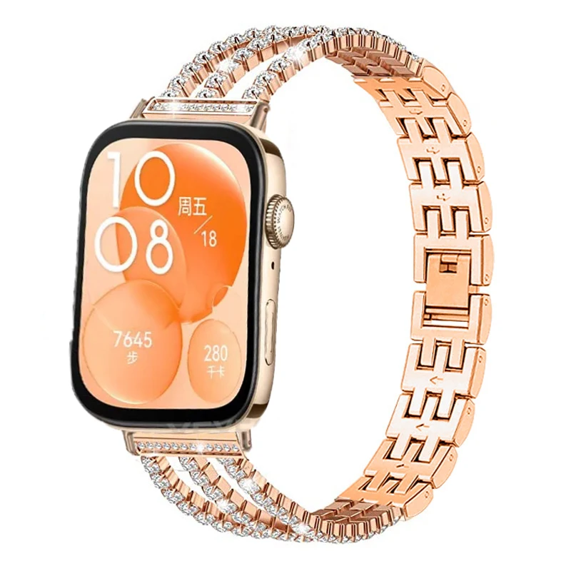 Women Metal Band For Huawei Watch Fit 3 Diamond Bracelet Bling Strap For Huawei Fit 3 Lady Watchband Replaceable Wristband