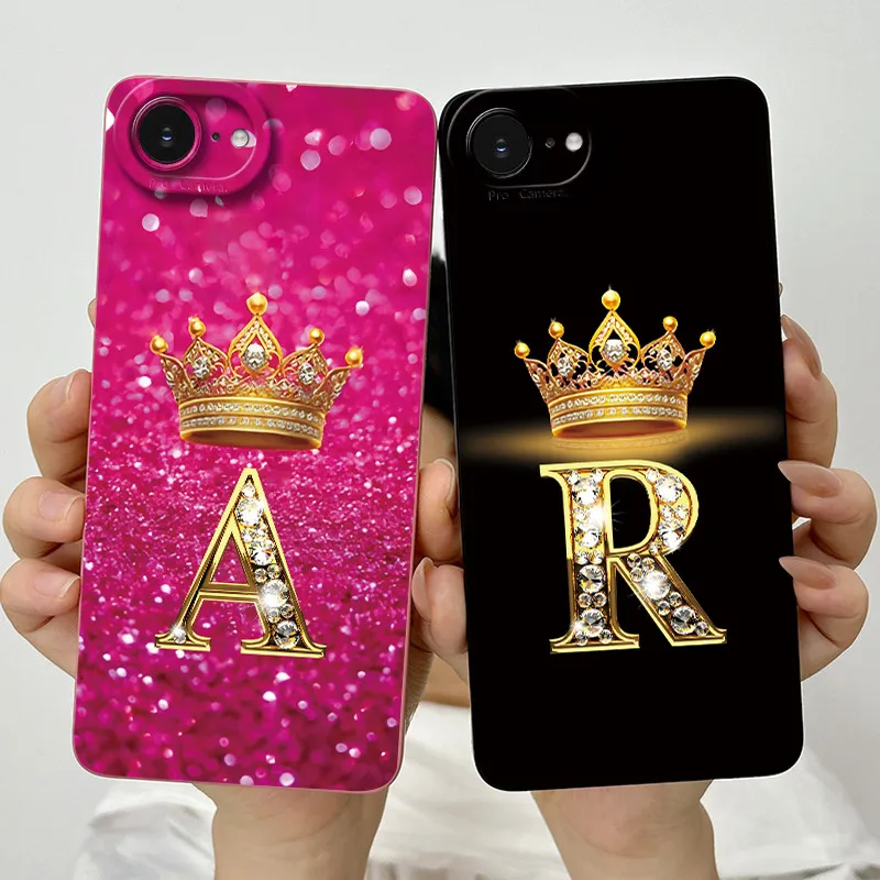 

For iPhone 16E Case For iPhone SE 2025 Cover iPhoneSE 4 Crown Letter Couples Phone Cases Soft Liquid Silicone Back Covers Funda