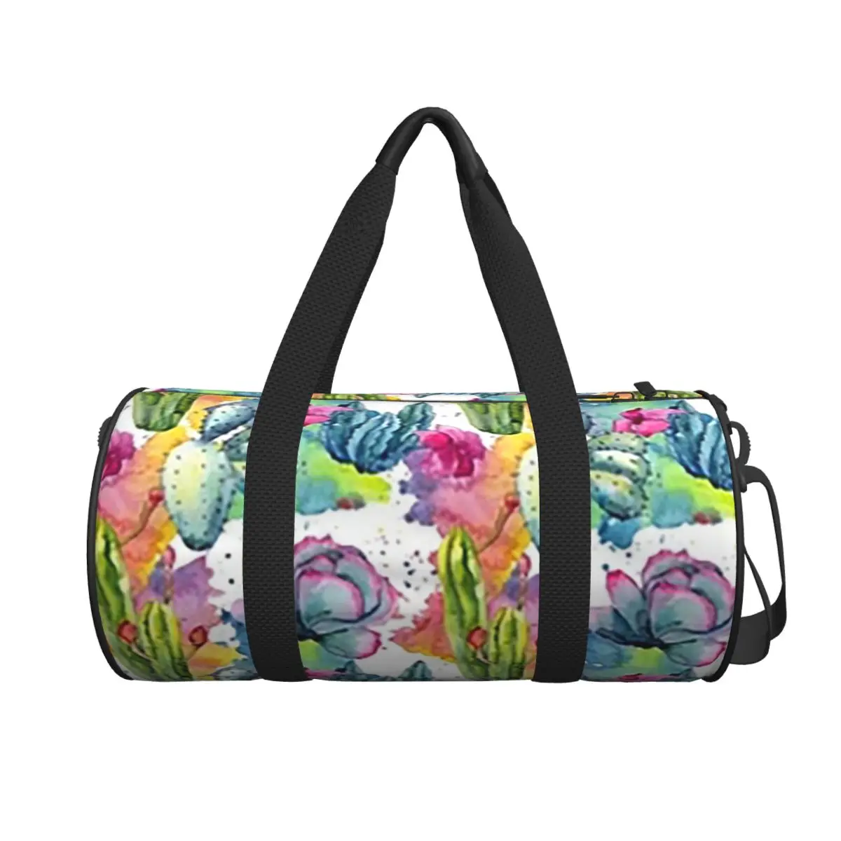 

Exotic Wildflower Cactus Pattern Watercolor Style Stylish Large Duffle Gym Bag Waterproof Duffle Travel Bag Handbags Fitness bag